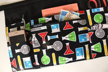 Load image into Gallery viewer, Teacher apron with pockets, Chemistry teacher gift, science teacher classroom apron with zipper pocket, half apron, waist apron utilty apron