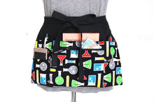 Load image into Gallery viewer, Teacher apron with pockets, Chemistry teacher gift, science teacher classroom apron with zipper pocket, half apron, waist apron utilty apron