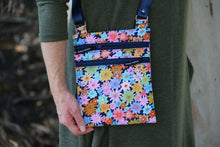 Load image into Gallery viewer, small crossbody bag - blue cross body purse - floral fabric purse for women - vegan zipper purse - lightweight handbag - small shoulder bag