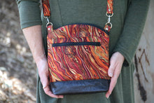 Load image into Gallery viewer, burnt orange purse - small crossbody bag - fabric purse for women - vegan leather purse - zipper purse - gift for her - everyday bag