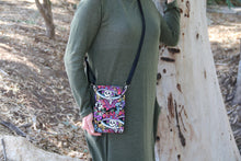 Load image into Gallery viewer, small crossbody bag, Day of the Dead Calavera girl phone bag, sugar skulls cell phone purse, skull crossbody phone case with pockets for edc