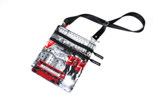Load image into Gallery viewer, Small travel bag passport holder, London print fabric crossbody bag for women, teens, kids travel wallet, English, British UK Travel Gift