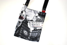 Load image into Gallery viewer, Small travel bag passport holder, London print fabric crossbody bag for women, teens, kids travel wallet, English, British UK Travel Gift