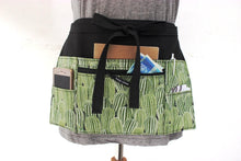 Load image into Gallery viewer, cactus apron - vendor apron for women - farmers market apron zipper pocket - gift for florist - utility apron - half apron - waist apron