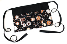 Load image into Gallery viewer, half apron with pockets, coffee cup waitress apron for women, server apron, teacher apron, vendor apron with zipper pocket, waist apron
