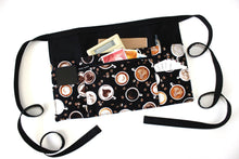 Load image into Gallery viewer, half apron with pockets, coffee cup waitress apron for women, server apron, teacher apron, vendor apron with zipper pocket, waist apron