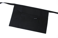 Load image into Gallery viewer, black half apron - black waitress apron - black teacher apron - money apron - vendor apron - zipper pocket - waist apron - utility apron