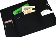 Load image into Gallery viewer, black half apron - black waitress apron - black teacher apron - money apron - vendor apron - zipper pocket - waist apron - utility apron