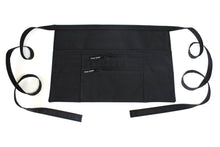 Load image into Gallery viewer, black half apron with pockets - teacher apron - server apron - two zipper pockets - money apron - vendor apron - farmers market apron
