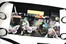 Load image into Gallery viewer, Butterfly Half Apron with Pockets - Vendor Apron with Zipper Pocket - Waist Apron - Craft Show Apron - Farmers Market Apron - Money Apron