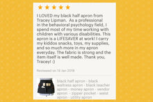 Load image into Gallery viewer, black half apron with pockets, teacher apron, server apron for men women, 8 pocket apron waist apron with two zipper pockets, vendor apron