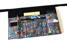 Load image into Gallery viewer, gift for science teacher apron with zipper pocket - half apron with pockets - vendor apron - utility apron - science geek gift - waist apron