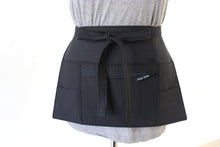 Load image into Gallery viewer, black half apron - black waitress apron - black teacher apron - money apron - vendor apron - zipper pocket - waist apron - utility apron