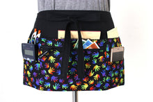 Load image into Gallery viewer, teacher apron with pockets - vendor apron with zipper pocket - utility apron - waist apron - 6 pocket apron - half apron - craft show apron
