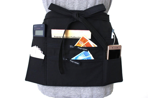black half apron with pockets - teacher apron - server apron - two zipper pockets - money apron - vendor apron - farmers market apron