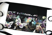 Load image into Gallery viewer, Butterfly Half Apron with Pockets - Vendor Apron with Zipper Pocket - Waist Apron - Craft Show Apron - Farmers Market Apron - Money Apron
