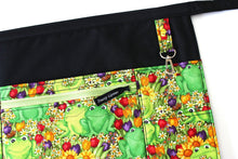 Load image into Gallery viewer, frog apron with pockets - toad apron for teacher appreciation gift - gift for teacher apron - half apron with zipper pocket - frog and toad