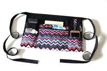 Load image into Gallery viewer, Teacher Apron - half apron with zipper pocket - Waitress apron - Vendor apron - utility apron - waist apron - money apron - craft show apron