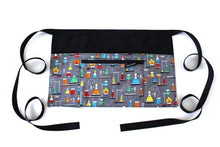 Load image into Gallery viewer, gift for science teacher apron with zipper pocket - half apron with pockets - vendor apron - utility apron - science geek gift - waist apron