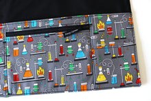 Load image into Gallery viewer, gift for science teacher apron with zipper pocket - half apron with pockets - vendor apron - utility apron - science geek gift - waist apron