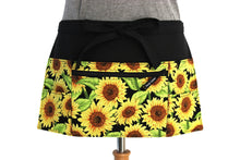 Load image into Gallery viewer, vendor apron with pockets - half apron with zipper pocket - waitress apron - waist apron for women - 6 pocket apron - teacher utility apron