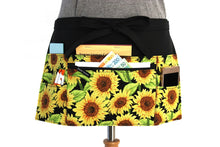 Load image into Gallery viewer, vendor apron with pockets - half apron with zipper pocket - waitress apron - waist apron for women - 6 pocket apron - teacher utility apron