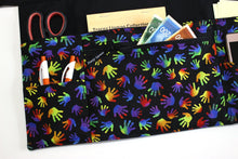 Load image into Gallery viewer, teacher apron with pockets - vendor apron with zipper pocket - utility apron - waist apron - 6 pocket apron - half apron - craft show apron