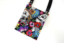 Load image into Gallery viewer, Catrina Day of the Dead Small Crossbody Bag, Sling Bag for Women and teen girls, Bright skull purse, Dia de los Muertos, bright skull purse