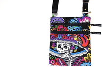 Load image into Gallery viewer, Catrina Day of the Dead Small Crossbody Bag, Sling Bag for Women and teen girls, Bright skull purse, Dia de los Muertos, bright skull purse
