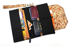 Load image into Gallery viewer, Travel Wallet, Travel Document Holder, Travel Organizer, Boarding Pass Wallet, Family Passport Holder, Fabric Vegan Large Passport Wallet