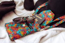 Load image into Gallery viewer, cell phone crossbody bag, smartphone pouch, mobile phone pouch, small shoulder bag, colorful swirl fabric, vegan cell phone wallet purse