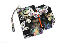 Load image into Gallery viewer, travel organizer wallet, travel document holder, family passport holder, travel gift, butterfly fabric vegan passport wallet, travel wallet,