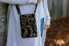 Load image into Gallery viewer, small crossbody bag for music teacher gift, phone bag gift for music lover, crossbody phone case, sheet music, music notes, musician gifts,