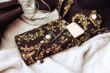 Load image into Gallery viewer, small crossbody bag for music teacher gift, phone bag gift for music lover, crossbody phone case, sheet music, music notes, musician gifts,