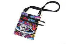 Load image into Gallery viewer, Catrina Day of the Dead Small Crossbody Bag, Sling Bag for Women and teen girls, Bright skull purse, Dia de los Muertos, bright skull purse