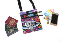 Load image into Gallery viewer, Catrina Day of the Dead Small Crossbody Bag, Sling Bag for Women and teen girls, Bright skull purse, Dia de los Muertos, bright skull purse
