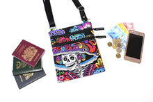 Load image into Gallery viewer, Catrina Day of the Dead Small Crossbody Bag, Sling Bag for Women and teen girls, Bright skull purse, Dia de los Muertos, bright skull purse