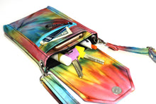 Load image into Gallery viewer, small crossbody bag for women and girls, tie dye cell phone purse, small messenger bag for edc, phone bag, concert bag, fabric vegan