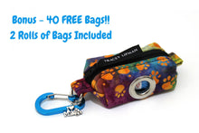 Load image into Gallery viewer, paw print poop bag holder carrier dispenser, dog walker gift, dog lover gift, dog owner gift, dog mom gift, dog waste bag holder