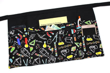 Load image into Gallery viewer, Teacher apron with pockets for STEM Science, Maths, Chemistry teacher gift, classroom apron with zipper pocket, half apron, Science Teacher