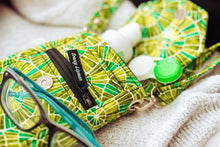 Load image into Gallery viewer, cell phone crossbody bag for women, green fabric vegan phone bag, mini messenger bag, grab and go bag for everyday carry small essentials