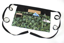 Load image into Gallery viewer, succulent half apron with pockets for women, vendor apron with zipper pocket for farmers market craft show, green cactus leaf florist gift