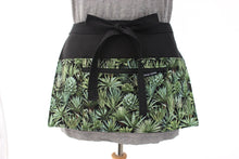 Load image into Gallery viewer, succulent half apron with pockets for women, vendor apron with zipper pocket for farmers market craft show, green cactus leaf florist gift
