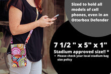 Load image into Gallery viewer, cell phone pouch, small crossbody bag, small essentials bag, grab and go bag, fabric cell phone purse, dog walking bag, phone bag