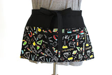 Load image into Gallery viewer, Teacher apron with pockets for STEM Science, Maths, Chemistry teacher gift, classroom apron with zipper pocket, half apron, Science Teacher