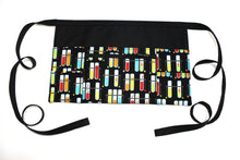 Load image into Gallery viewer, chemistry teacher apron with pockets, science teacher gift, half apron with zipper pocket, test tube print classroom apron scientist geek