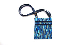 Load image into Gallery viewer, small cross body bag for phone and everyday carry, blue fabric vegan crossbody bag with two zippers for women and girls edc small travel bag