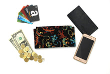 Load image into Gallery viewer, Gecko Fabric Long Wallet for Women - Clutch Wallet - Card and Coin Wallet - Check Book Holder - Vegan Bifold Wallet with zipper coin pocket