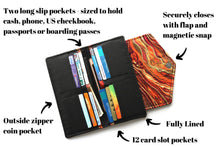 Load image into Gallery viewer, Burnt Orange Long Wallet for Women - Ladies Wallet with Coin Pocket - Fabric Bifold Wallet - vegan clutch wallet - card holder wallet
