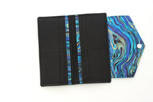 Load image into Gallery viewer, Fabric wallet for women, cell phone wallet, long wallet, slim wallet, large wallet with zipper change pocket, holds lots of cards, vegan